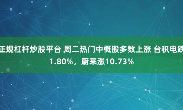 正规杠杆炒股平台 周二热门中概股多数上涨 台积电跌1.80%，蔚来涨10.73%